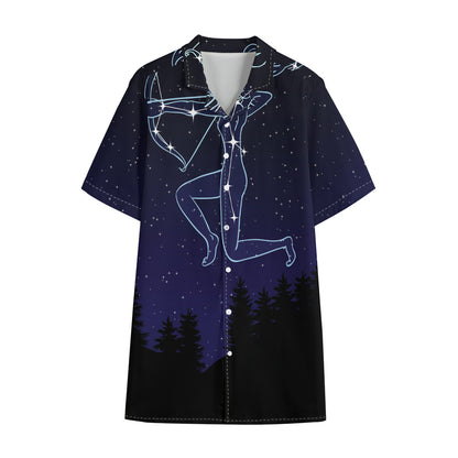 Sagittarius Constellation Print Cotton Hawaiian Shirt