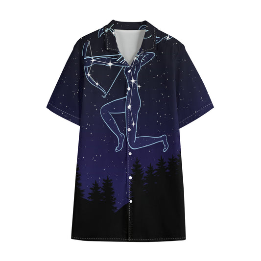 Sagittarius Constellation Print Cotton Hawaiian Shirt