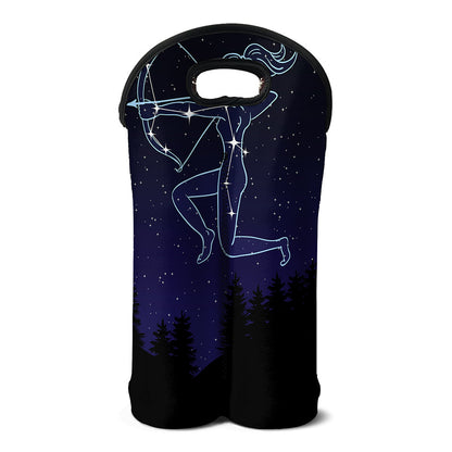 Sagittarius Constellation Print Double Neoprene Wine Tote