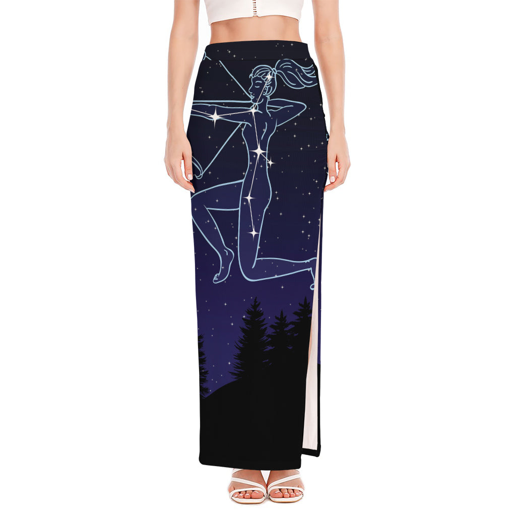 Sagittarius Constellation Print High Slit Maxi Skirt