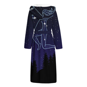 Sagittarius Constellation Print Hooded Bathrobe