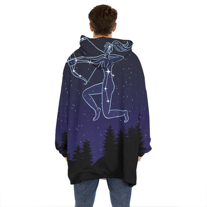 Sagittarius Constellation Print Hoodie Blanket