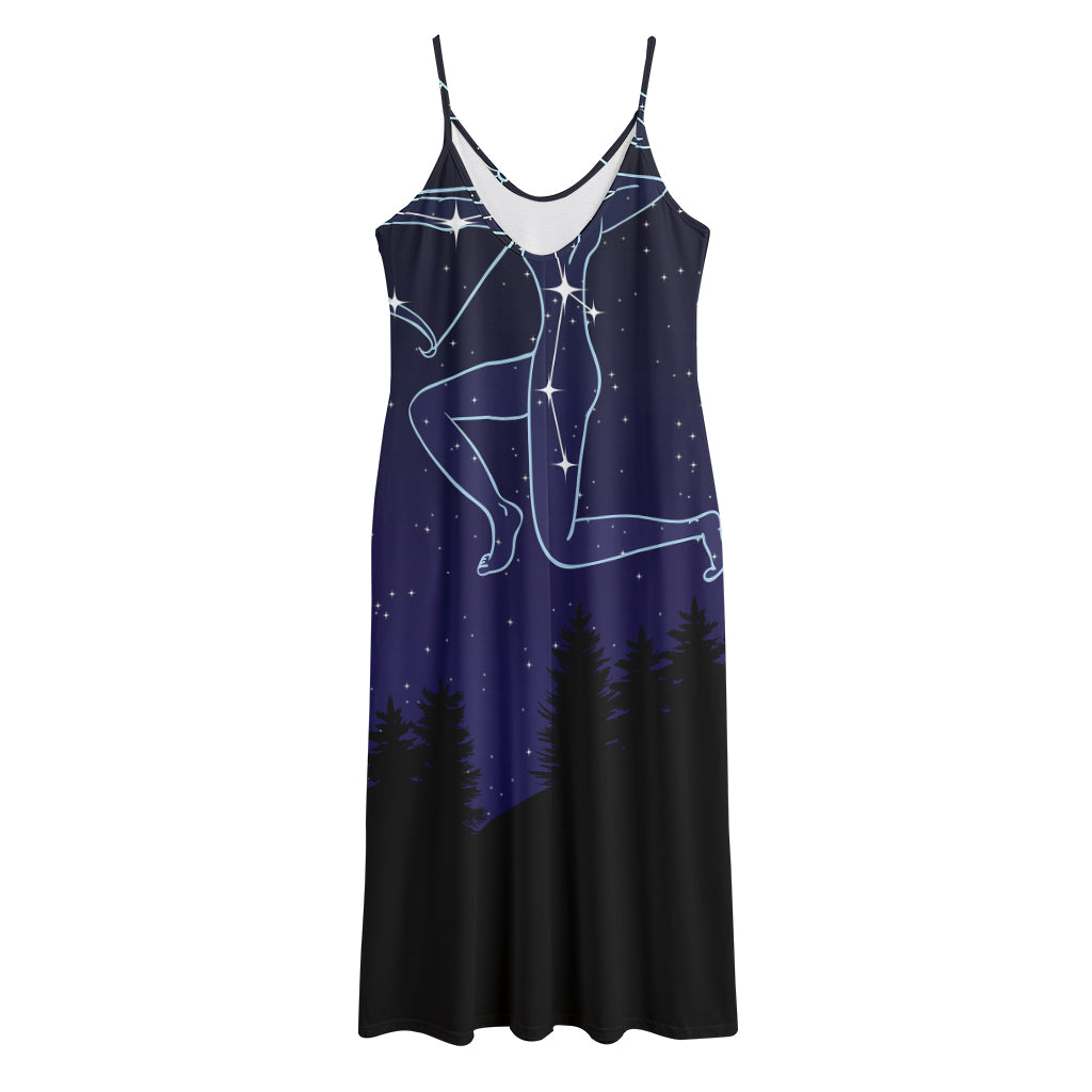 Sagittarius Constellation Print Jersey Midi Cami Dress