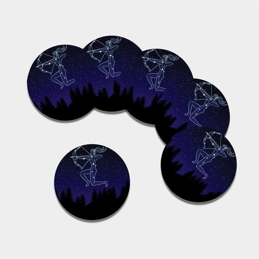 Sagittarius Constellation Print Leather Coaster Set