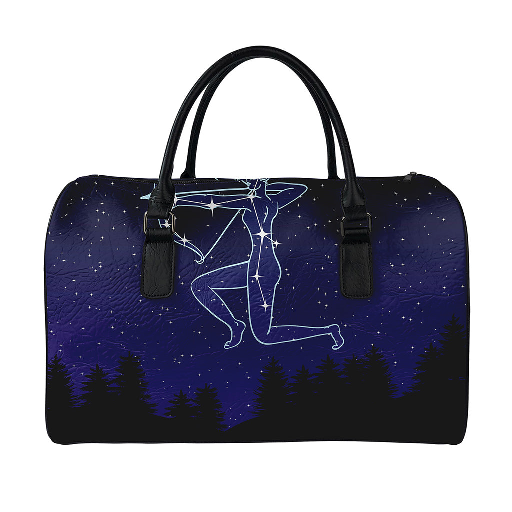 Sagittarius Constellation Print Leather Duffle Bag