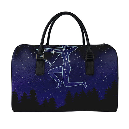 Sagittarius Constellation Print Leather Duffle Bag