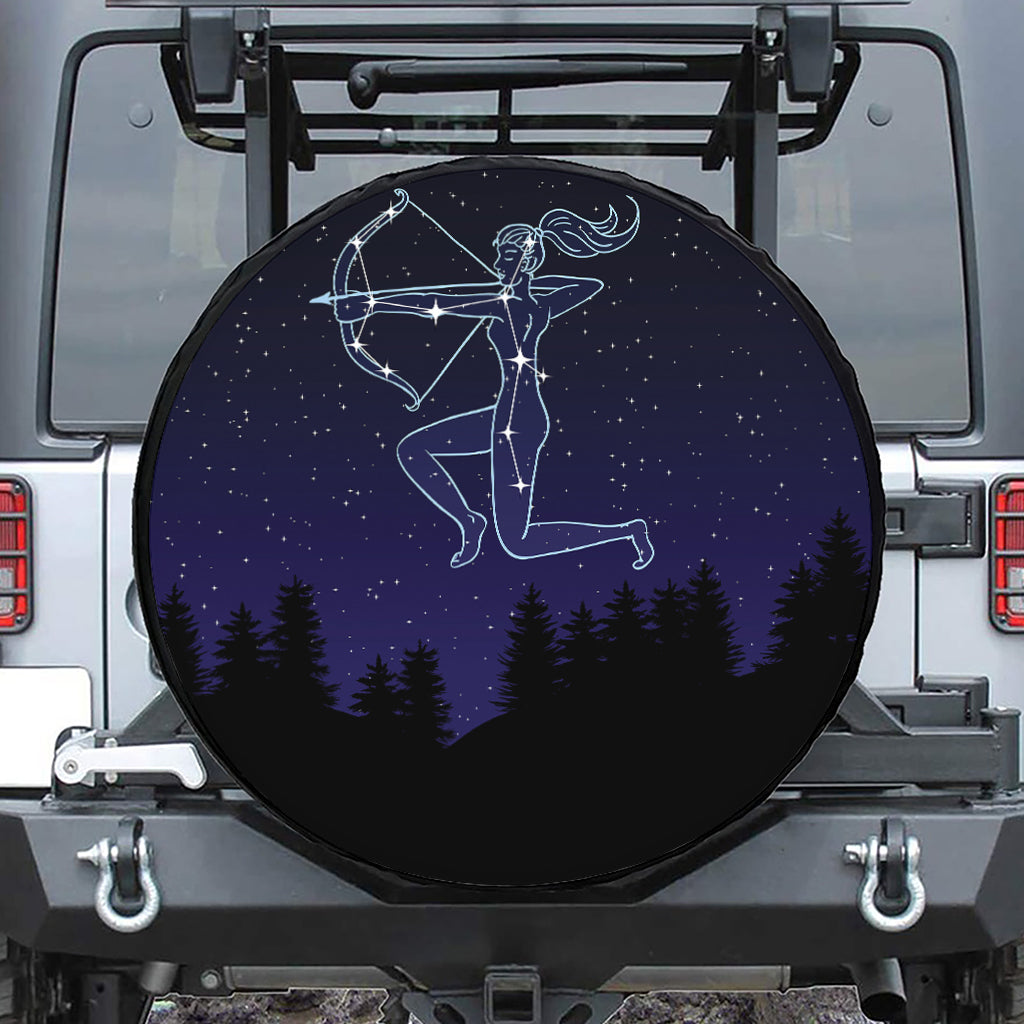 Sagittarius Constellation Print Leather Spare Tire Cover