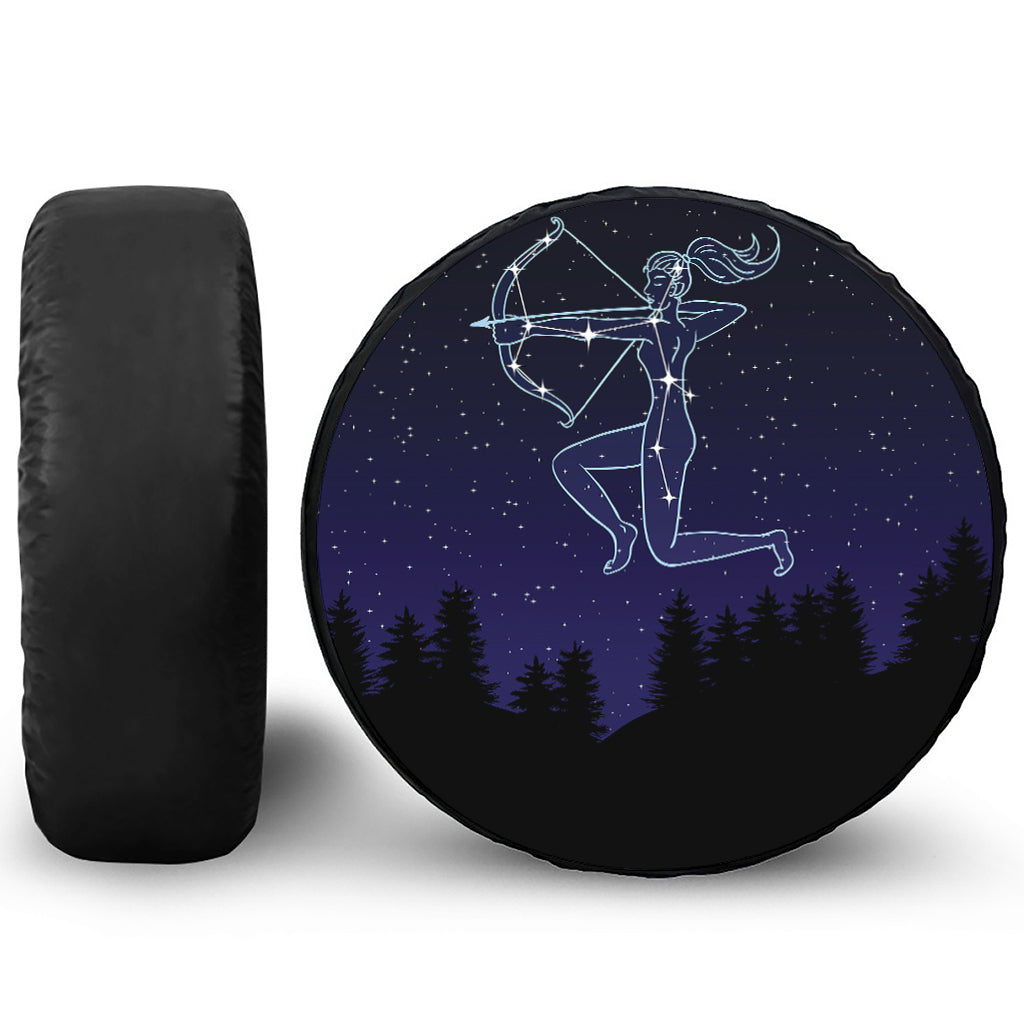 Sagittarius Constellation Print Leather Spare Tire Cover