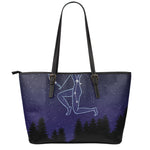Sagittarius Constellation Print Leather Tote Bag