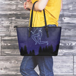 Sagittarius Constellation Print Leather Tote Bag