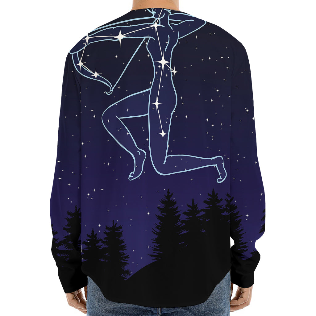 Sagittarius Constellation Print Long Sleeve Baseball Jersey