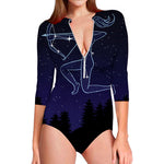 Sagittarius Constellation Print Long Sleeve Swimsuit