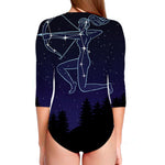 Sagittarius Constellation Print Long Sleeve Swimsuit
