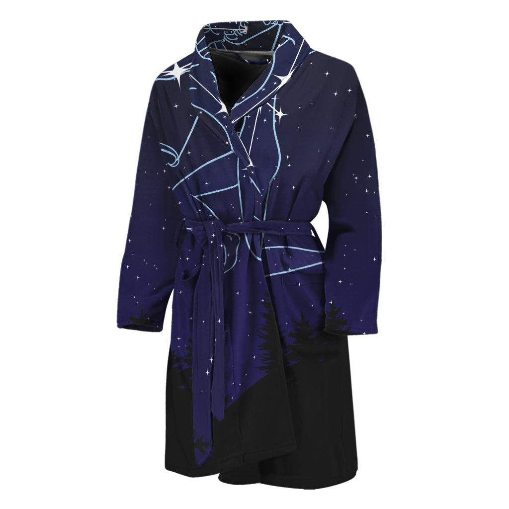 Sagittarius Constellation Print Men's Bathrobe