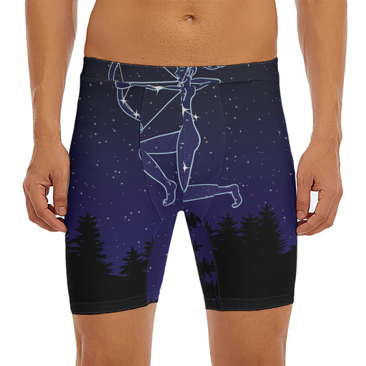 Sagittarius Constellation Print Men's Long Boxer Briefs