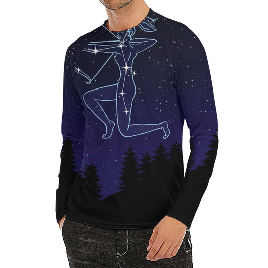 Sagittarius Constellation Print Men's Long Sleeve Rash Guard