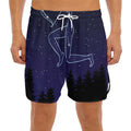 Sagittarius Constellation Print Men's Split Running Shorts