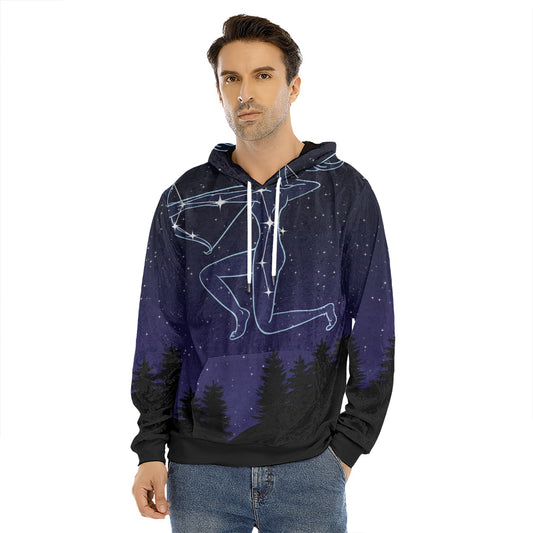 Sagittarius Constellation Print Men's Velvet Pullover Hoodie