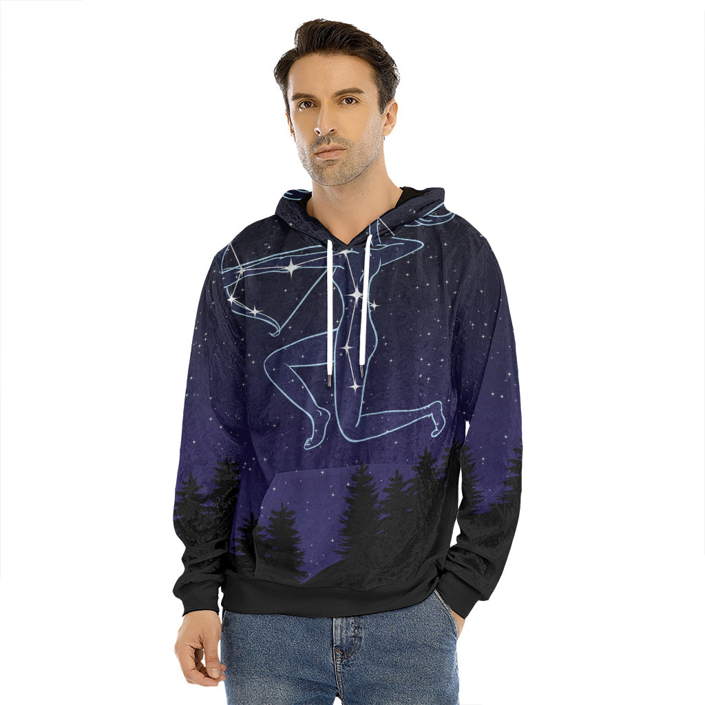 Sagittarius Constellation Print Men's Velvet Pullover Hoodie