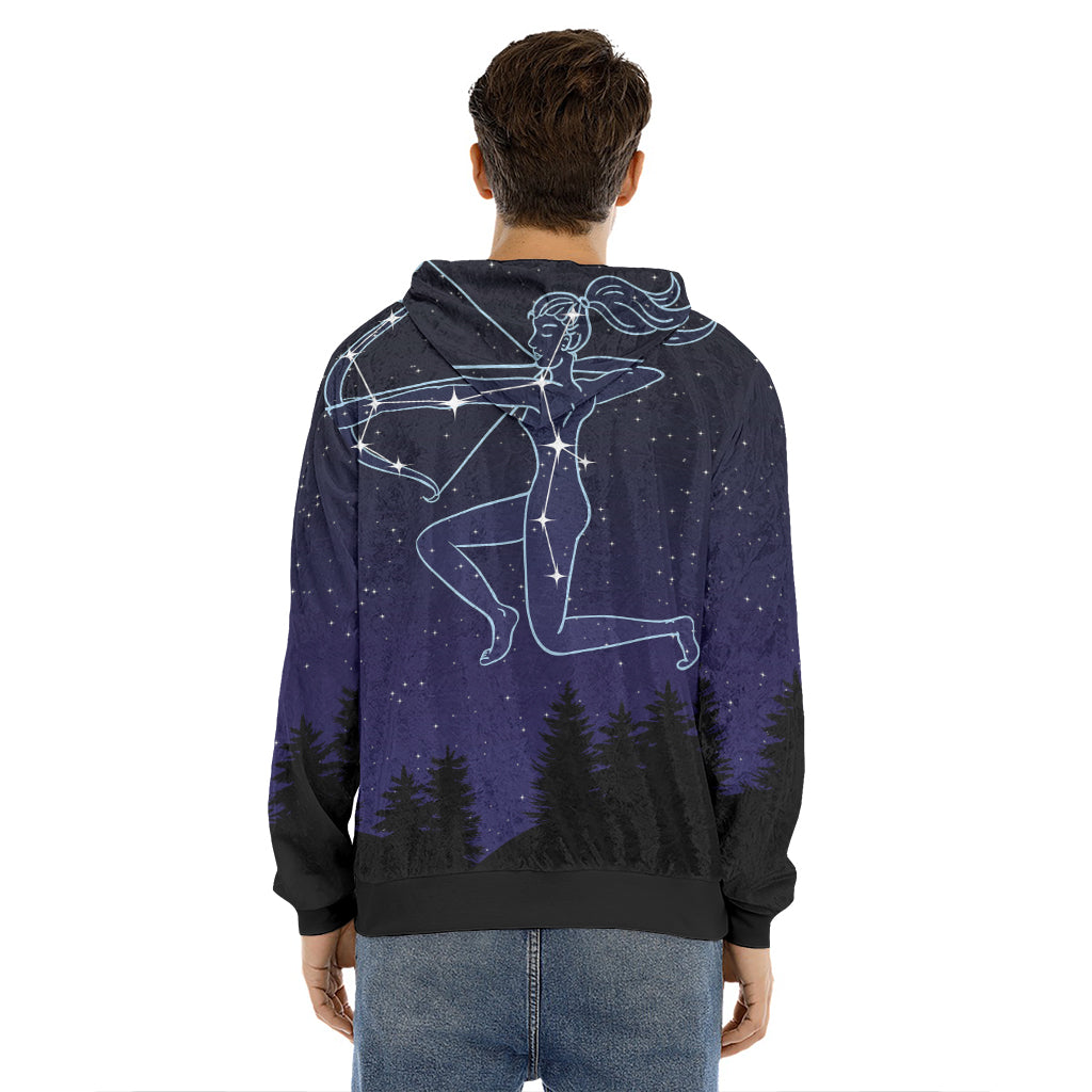 Sagittarius Constellation Print Men's Velvet Pullover Hoodie