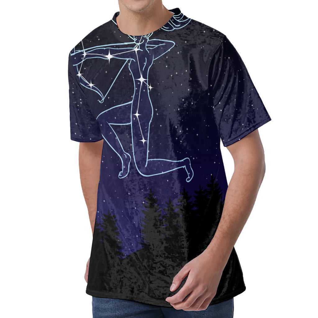 Sagittarius Constellation Print Men's Velvet T-Shirt