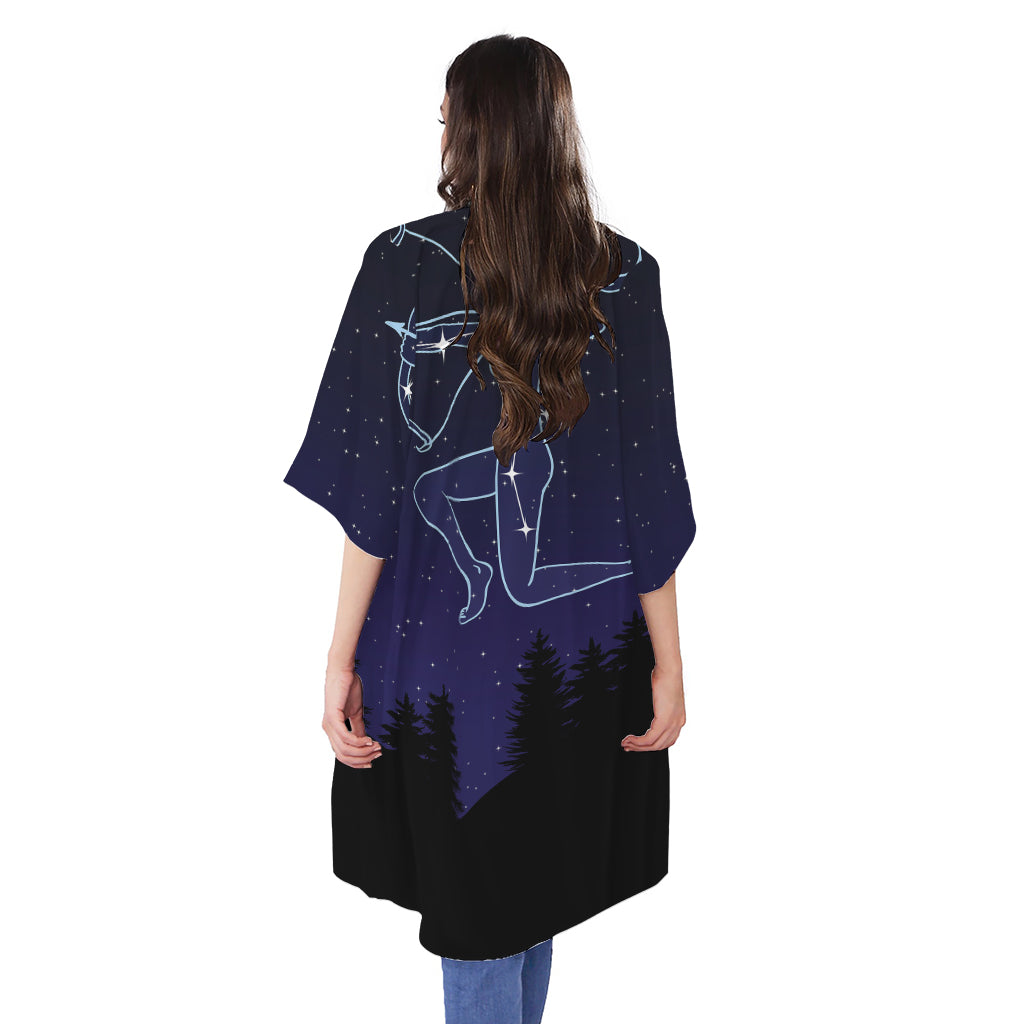 Sagittarius Constellation Print Open Front Beach Cover Up