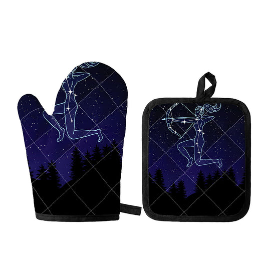 Sagittarius Constellation Print Oven Mitt And Pot Holder Set