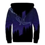 Sagittarius Constellation Print Sherpa Lined Zip Up Hoodie