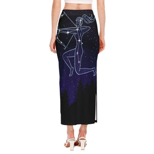 Sagittarius Constellation Print Side Slit Maxi Skirt