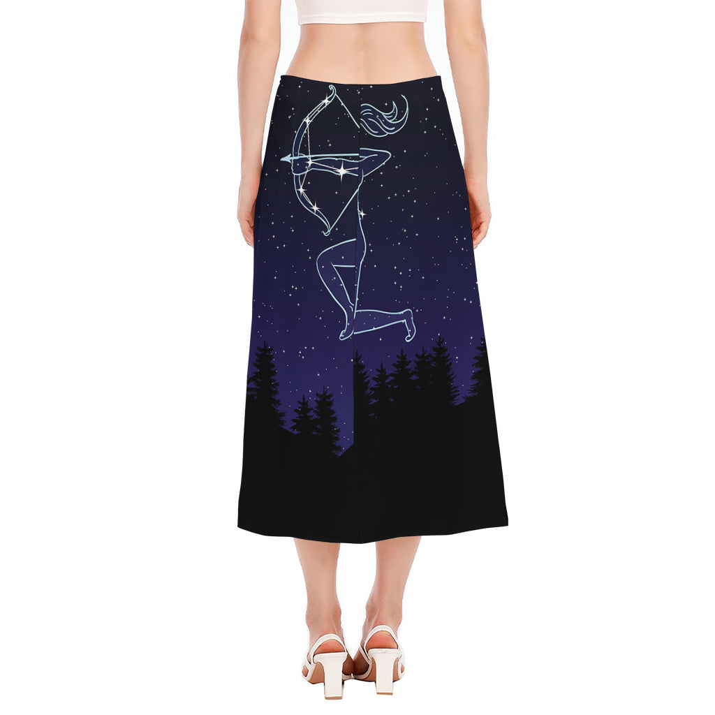 Sagittarius Constellation Print Side Slit Midi Skirt