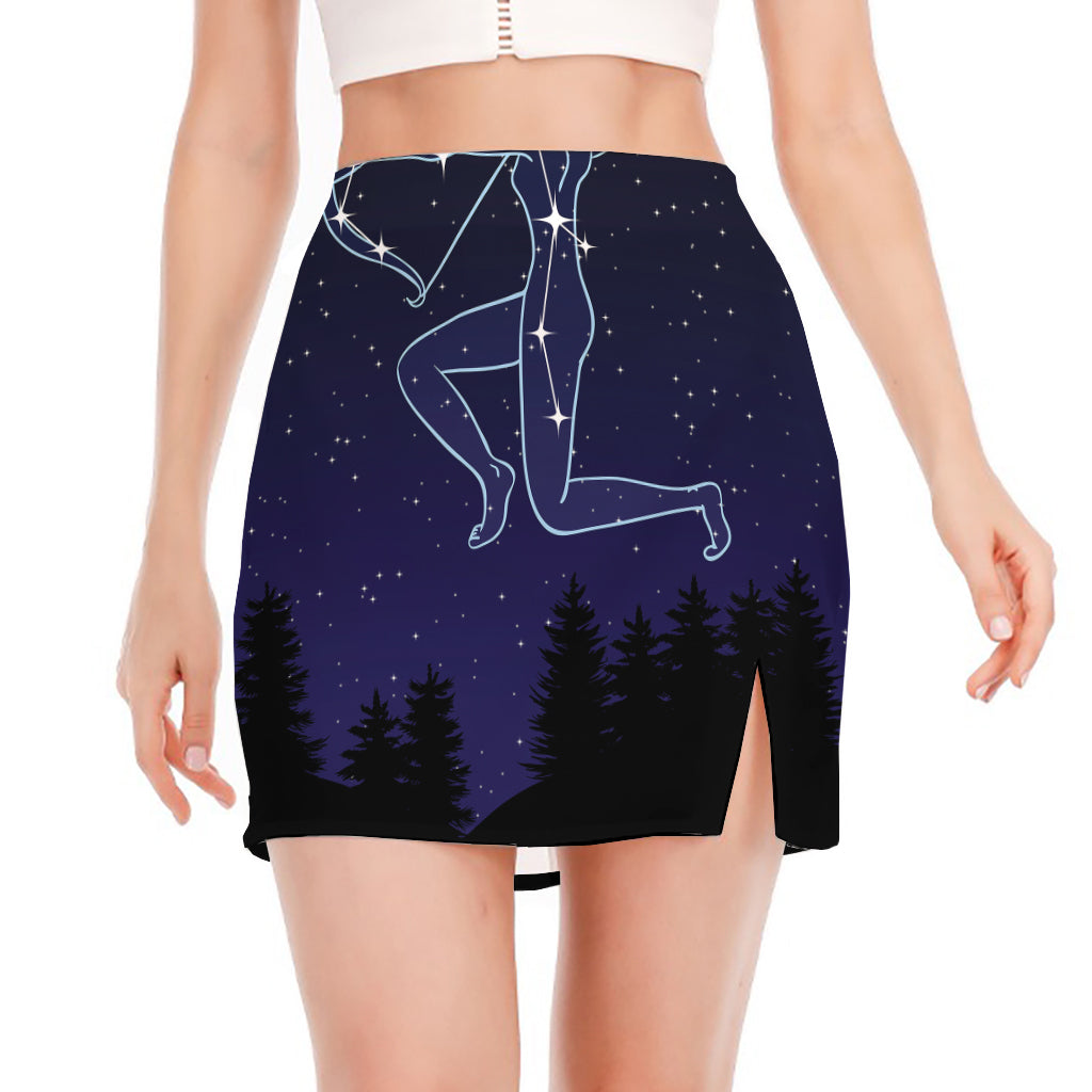 Sagittarius Constellation Print Side Slit Mini Skirt