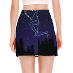 Sagittarius Constellation Print Side Slit Mini Skirt