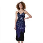 Sagittarius Constellation Print Slim Fit Midi Cami Dress