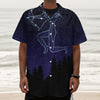 Sagittarius Constellation Print Textured Short Sleeve Shirt