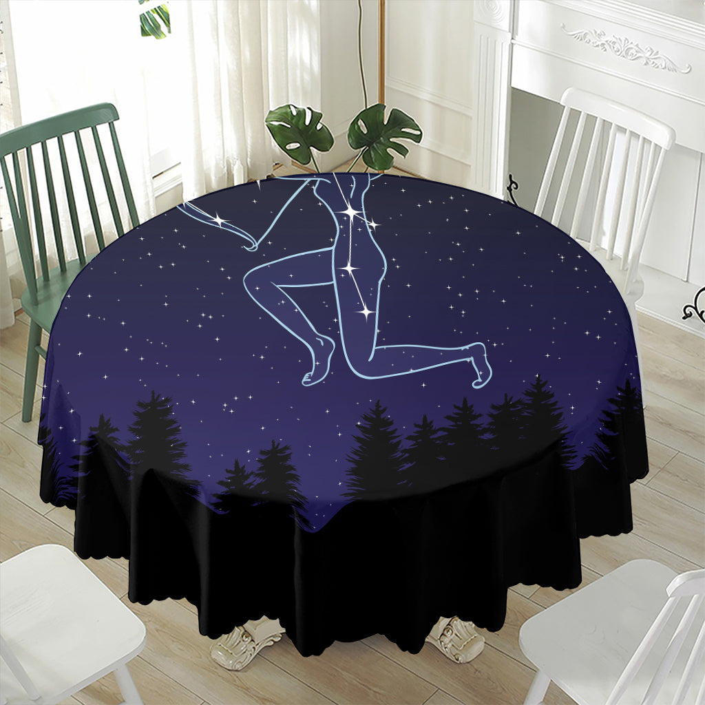 Sagittarius Constellation Print Waterproof Round Tablecloth