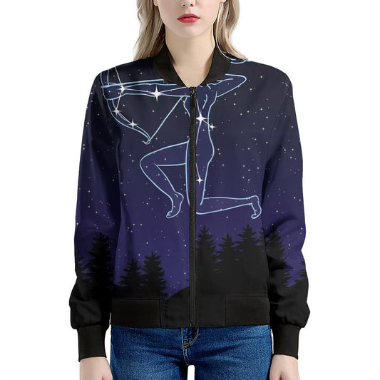 Sagittarius Constellation Print Women's Bomber Jacket