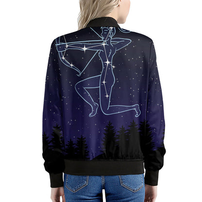 Sagittarius Constellation Print Women's Bomber Jacket