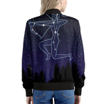 Sagittarius Constellation Print Women's Bomber Jacket