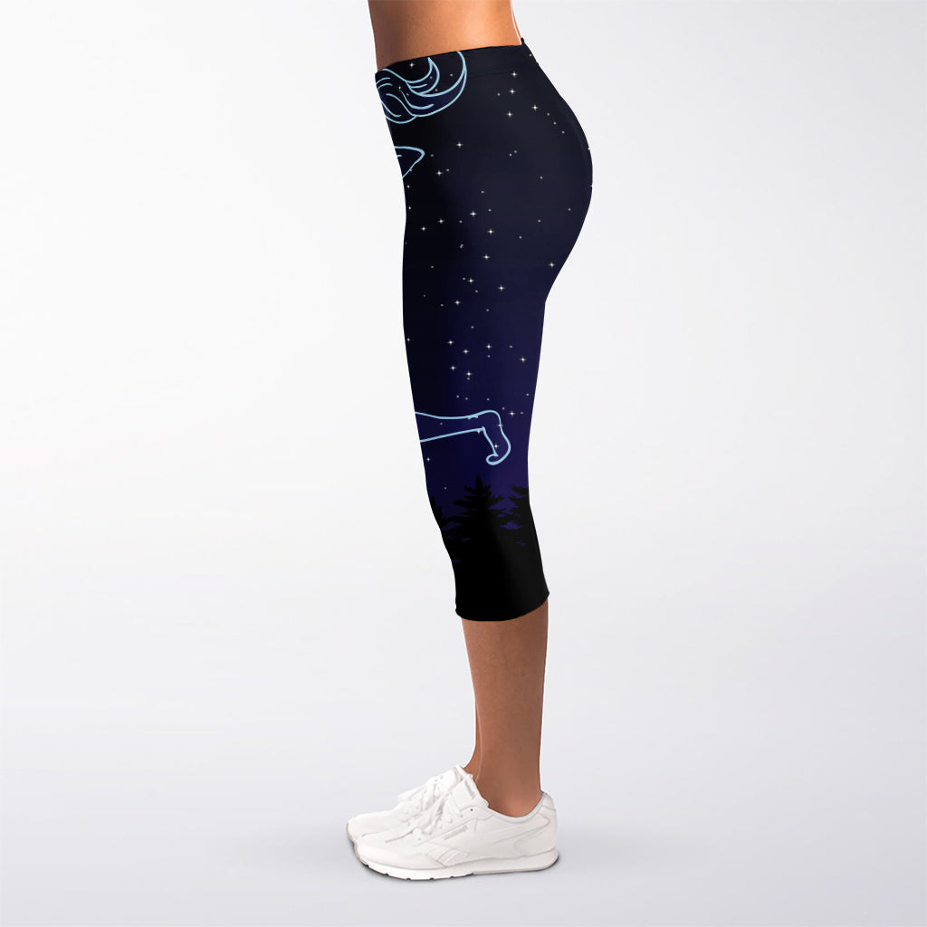 Sagittarius Constellation Print Women's Capri Leggings