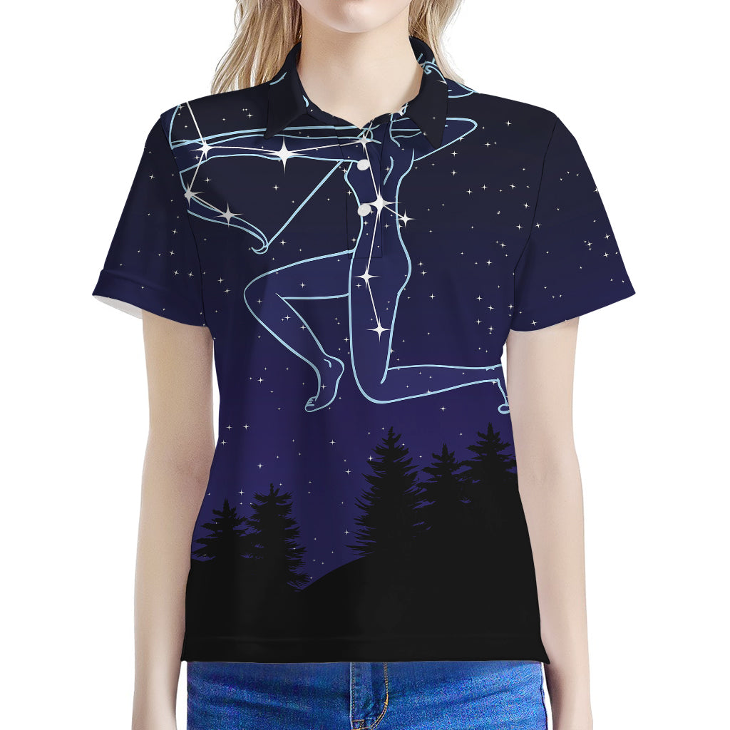 Sagittarius Constellation Print Women's Polo Shirt