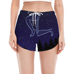 Sagittarius Constellation Print Women's Split Running Shorts