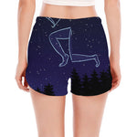 Sagittarius Constellation Print Women's Split Running Shorts