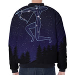 Sagittarius Constellation Print Zip Sleeve Bomber Jacket