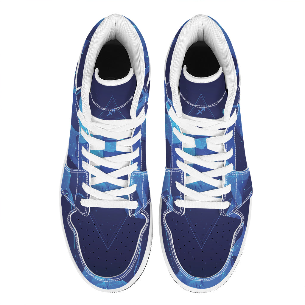 Sagittarius Horoscope Sign Print High Top Leather Sneakers