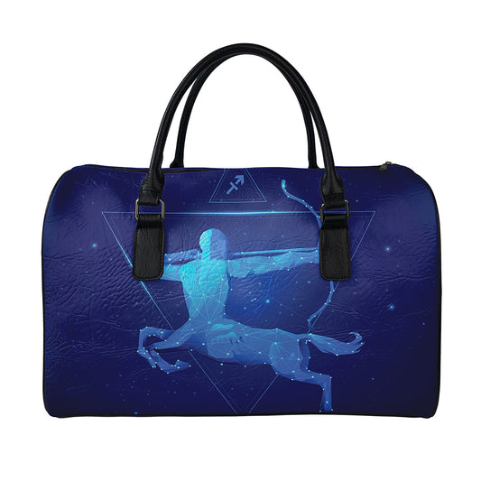Sagittarius Horoscope Sign Print Leather Duffle Bag