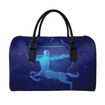 Sagittarius Horoscope Sign Print Leather Duffle Bag