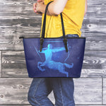 Sagittarius Horoscope Sign Print Leather Tote Bag