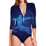 Sagittarius Horoscope Sign Print Long Sleeve Swimsuit