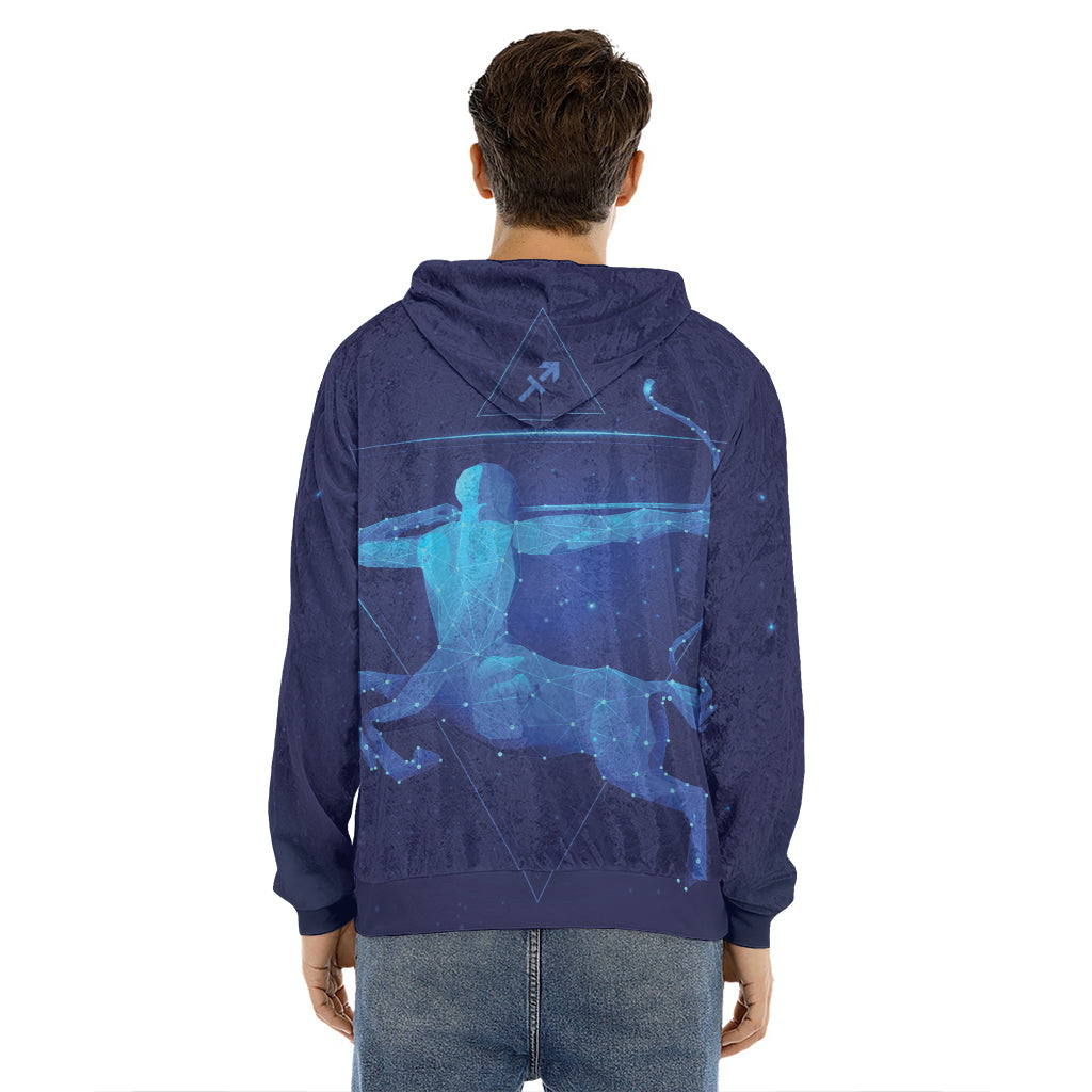 Sagittarius Horoscope Sign Print Men's Velvet Pullover Hoodie