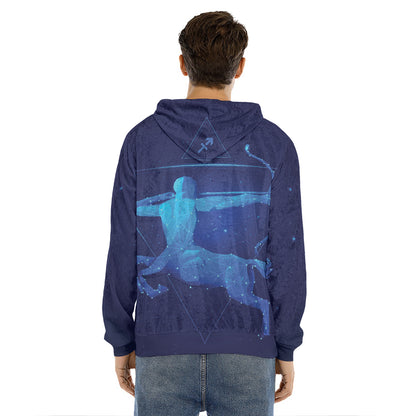 Sagittarius Horoscope Sign Print Men's Velvet Pullover Hoodie